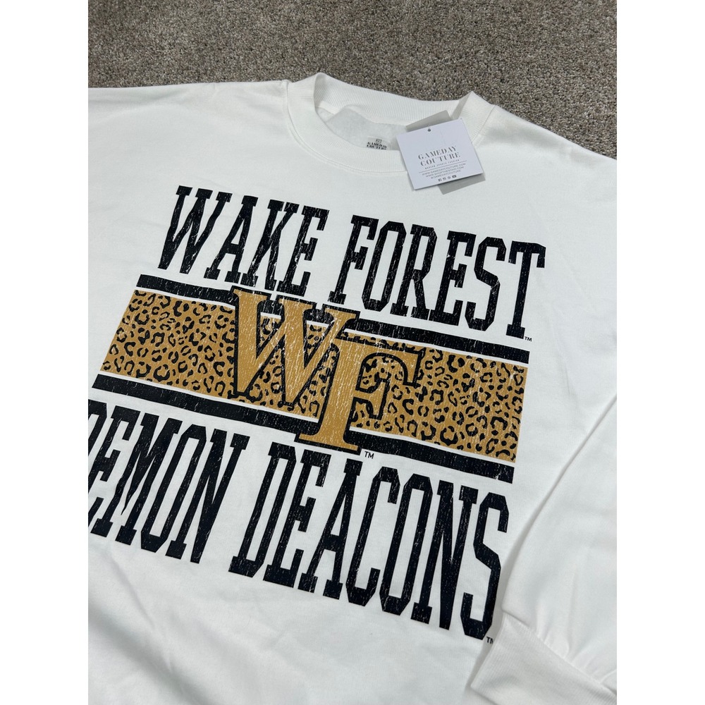 Gameday Couture Wake Forest Demon Deacons Sweatshirt White Leopard Large #0829